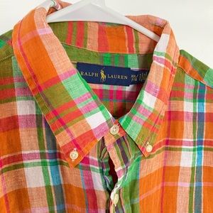 Men’s Ralph Lauren Linen Plaid Shirt, XXL